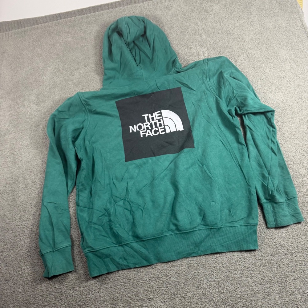 The North Face Mens‎ Box Logo Pullover Hoodie Green Large Graphic Sweatshirt